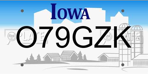 O79GZK Iowa License Plate