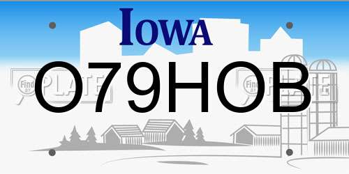 O79HOB Iowa License Plate