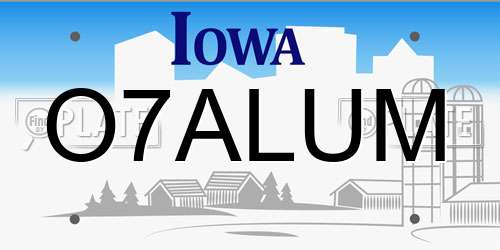 O7ALUM Iowa License Plate