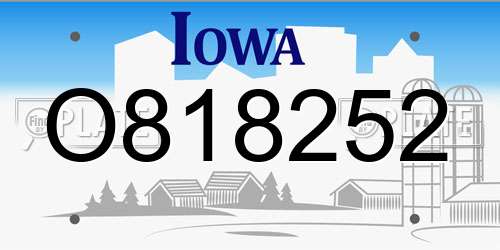 O818252 Iowa License Plate