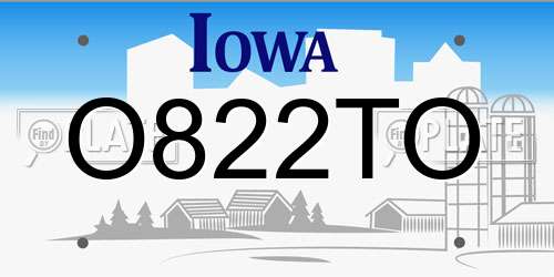 O822TO Iowa License Plate