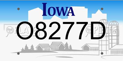 O8277D Iowa License Plate