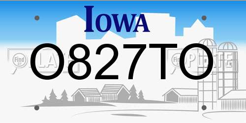 O827TO Iowa License Plate