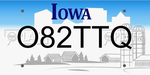 O82TTQ Iowa License Plate