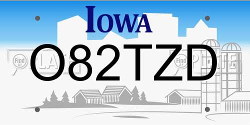 O82TZD Iowa License Plate