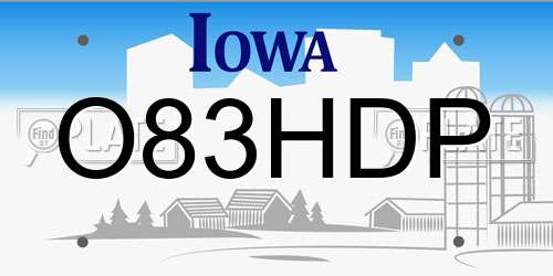 O83HDP Iowa License Plate