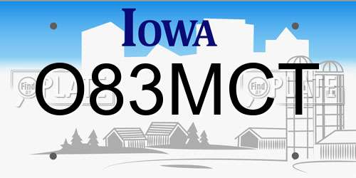 O83MCT Iowa License Plate