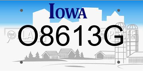 O8613G Iowa License Plate