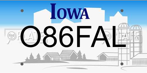 O86FAL Iowa License Plate