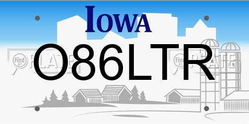 O86LTR Iowa License Plate