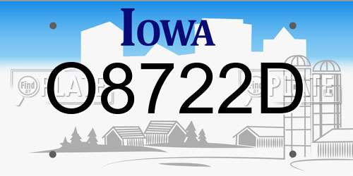 O8722D Iowa License Plate