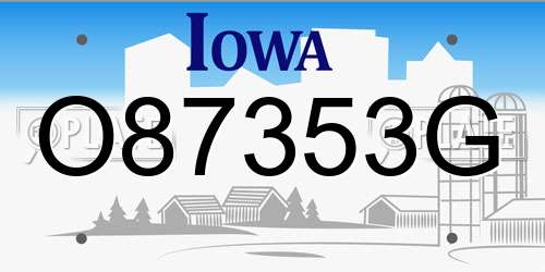 O87353G Iowa License Plate