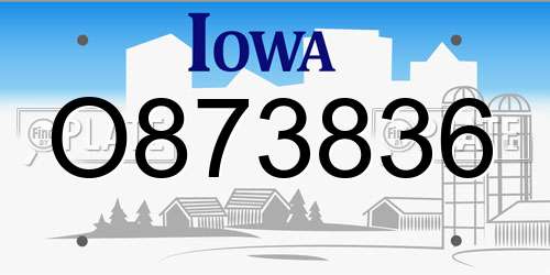 O873836 Iowa License Plate