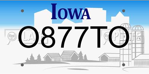 O877TO Iowa License Plate
