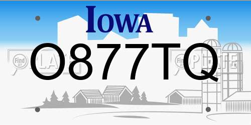O877TQ Iowa License Plate