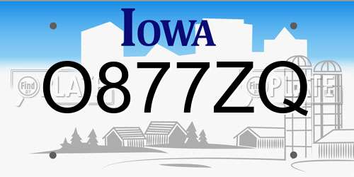 O877ZQ Iowa License Plate