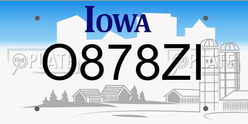 O878ZI Iowa License Plate