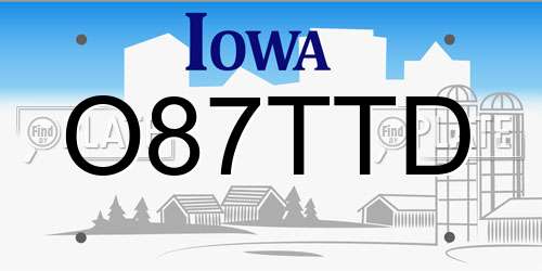 O87TTD Iowa License Plate