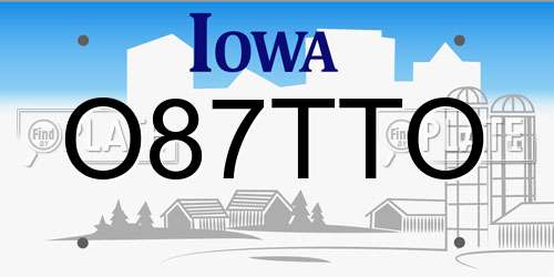 O87TTO Iowa License Plate