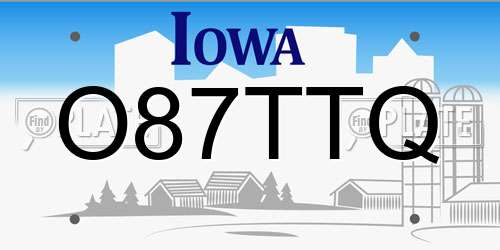 O87TTQ Iowa License Plate