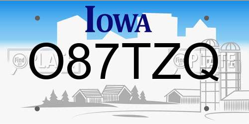 O87TZQ Iowa License Plate