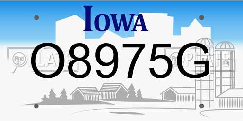 O8975G Iowa License Plate