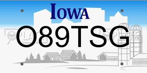 O89TSG Iowa License Plate