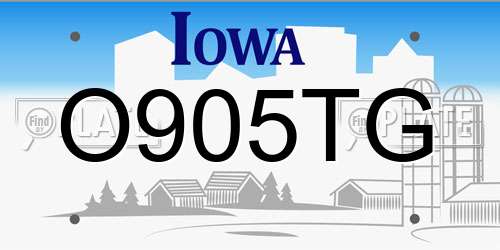 O905TG Iowa License Plate