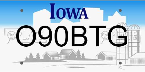 O90BTG Iowa License Plate