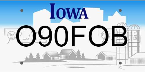 O90FOB Iowa License Plate