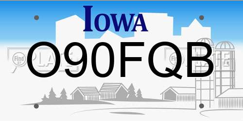 O90FQB Iowa License Plate