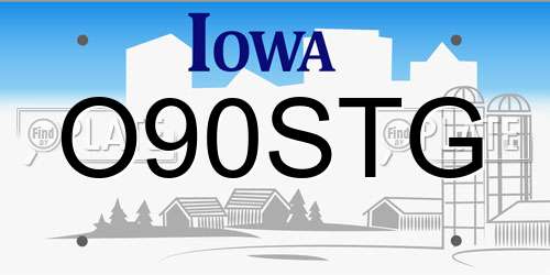 O90STG Iowa License Plate