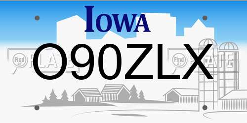 O90ZLX Iowa License Plate