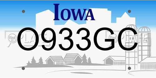 O933GC Iowa License Plate