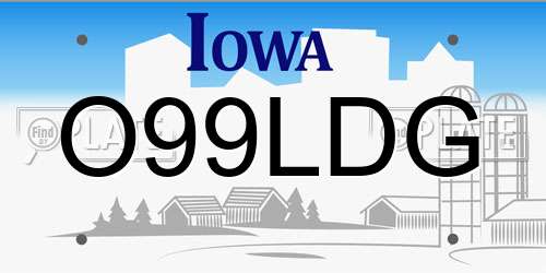 O99LDG Iowa License Plate
