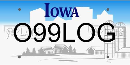 O99LOG Iowa License Plate
