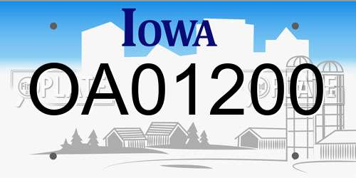 OA01200 Iowa License Plate