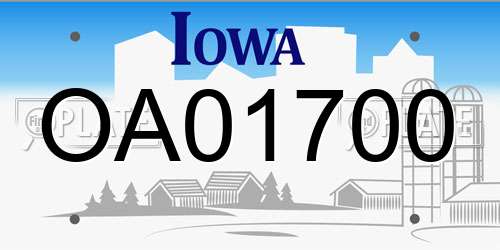 OA01700 Iowa License Plate