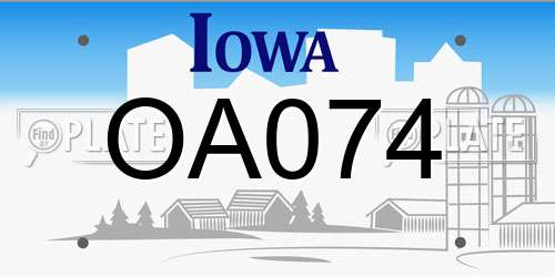 OA074 Iowa License Plate