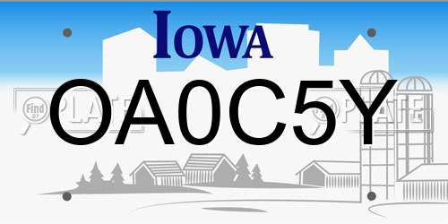 OA0C5Y Iowa License Plate