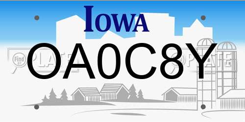 OA0C8Y Iowa License Plate