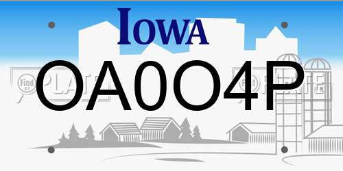 OA0O4P Iowa License Plate