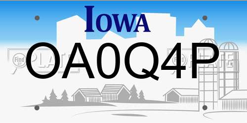 OA0Q4P Iowa License Plate
