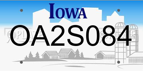 OA2S084 Iowa License Plate