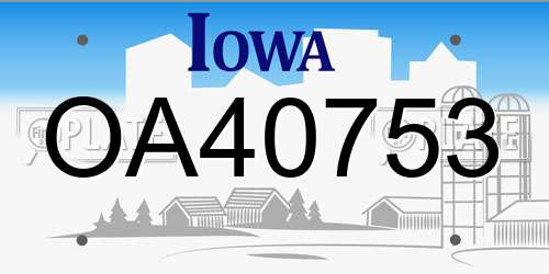 OA40753 Iowa License Plate