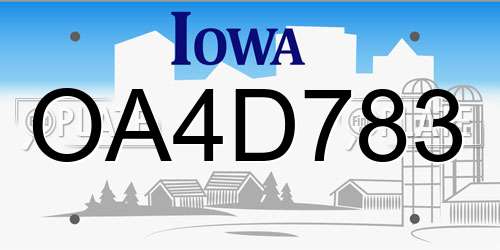 OA4D783 Iowa License Plate