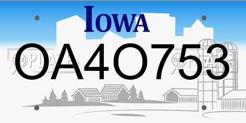 OA4O753 Iowa License Plate