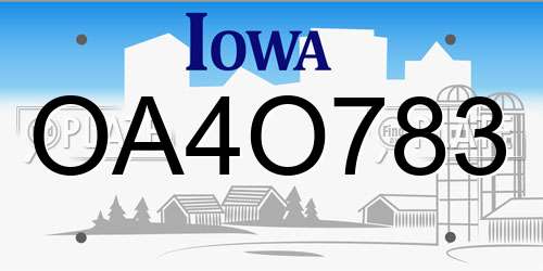 OA4O783 Iowa License Plate