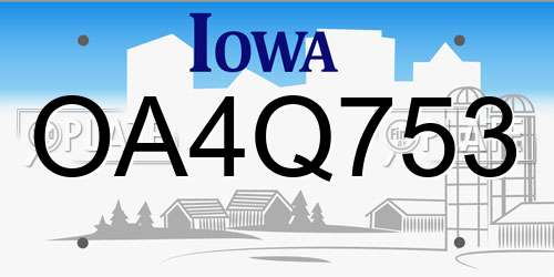 OA4Q753 Iowa License Plate
