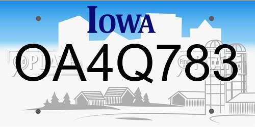 OA4Q783 Iowa License Plate